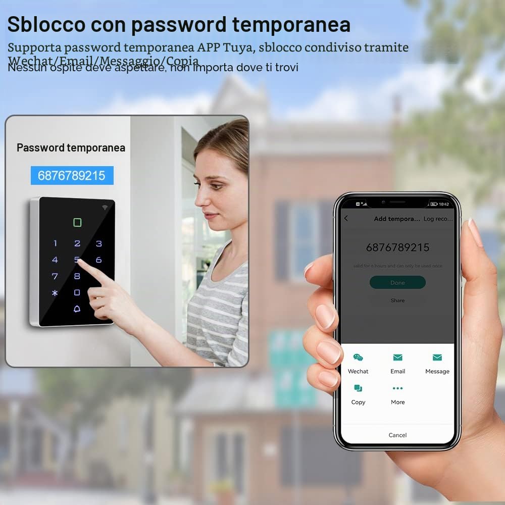 WiFi Tuya RFID Tastiera di Controllo Accessi Wireless IP68 Impermeabile Tastiera Controller di Accesso WG26/34 App Telefono Sistema di Sblocco Password + 10pcs Portachiavi