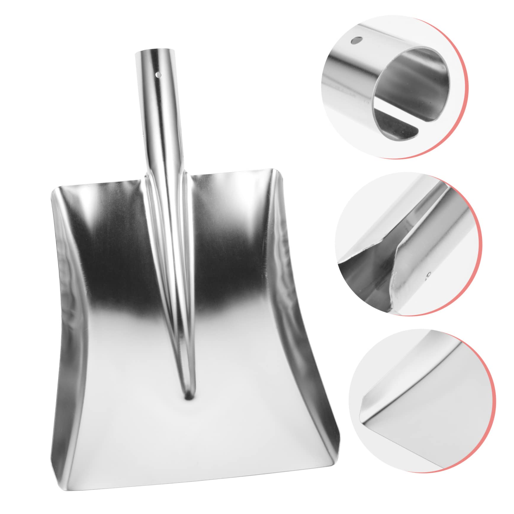 Happyyami Pala per Cenere Barbecue Pala da Neve Testa in Acciaio Inox Inverno Neve Rimozione Pala Pollame Mangime Pala Testa Pan Neve Spinta Accessori Pala (Argento) Cucchiaio di Cenere