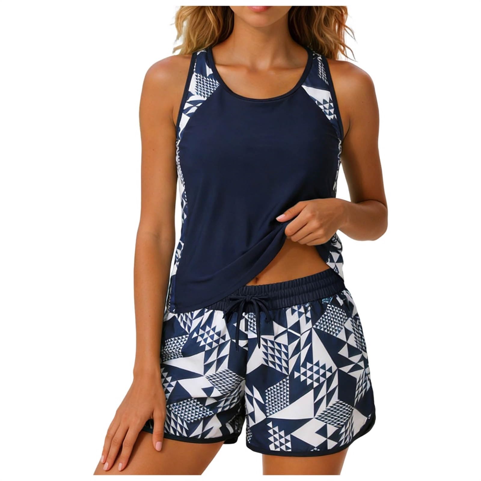 Tankini Mujer Reductor Barriga Traje De Baño Mujer Tankinis Conjuntos De Traje Baño Dos Piezas con Pantalones Cortos Cintura Alta Bañador Reductor Barriga para Playa Piscina Verano