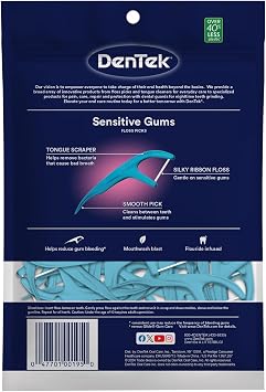 DenTek Comfort Clean Sensitive Gums Floss Picks, 150 Picks | Soft & Silky Ribbon Floss, Gentle on Teeth and Sensitive Gums