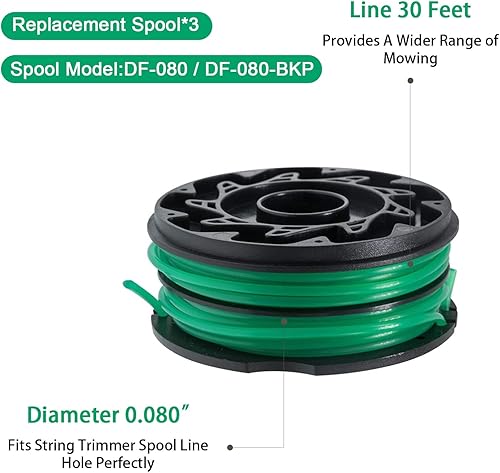Miniatura 3 de DF-080 Pieza compatible con Black and Decker GH1000 GH1100 GH2000 recortadora de césped eléctrica, DF080 DF-080-BKP Piezas de bordeadora de doble