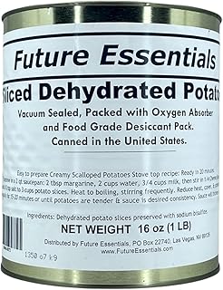 Future Essentials Dehydrated Scalloped Potatoes, Uncooked – #10 Can, 16 oz – 25-Year Shelf Life – Sliced, Shelf-Stable, Long-Term Emergency Food Storage – Survival & Prepping Supply – Grown and Packaged in the USA