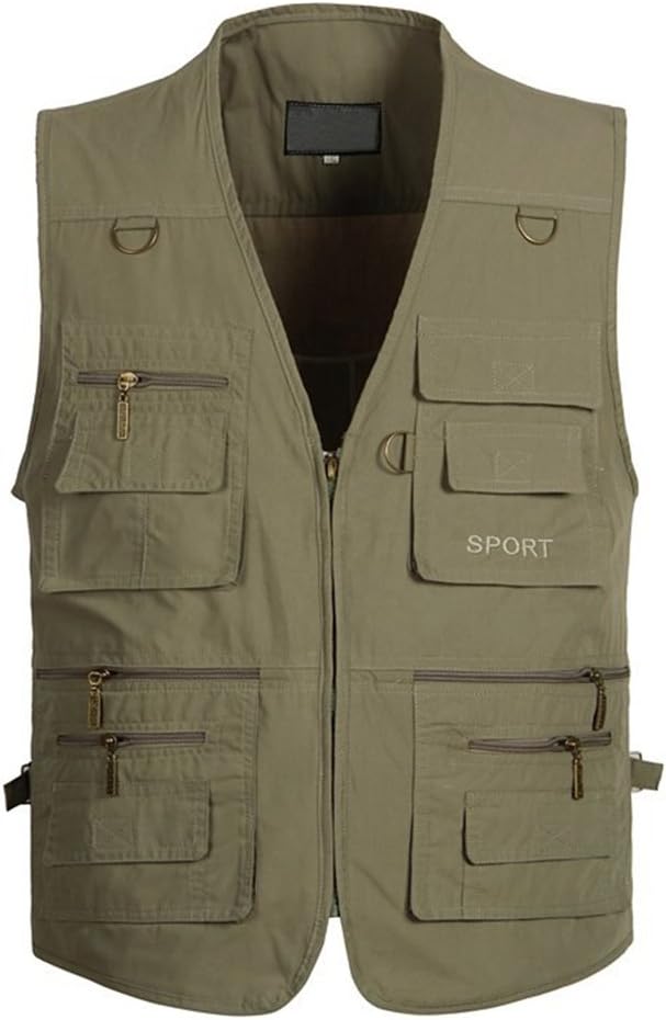 Men's Summer Multi Pocket Vest Photography Camping Hunting Fishing Casual Waistcoat Top Gilet