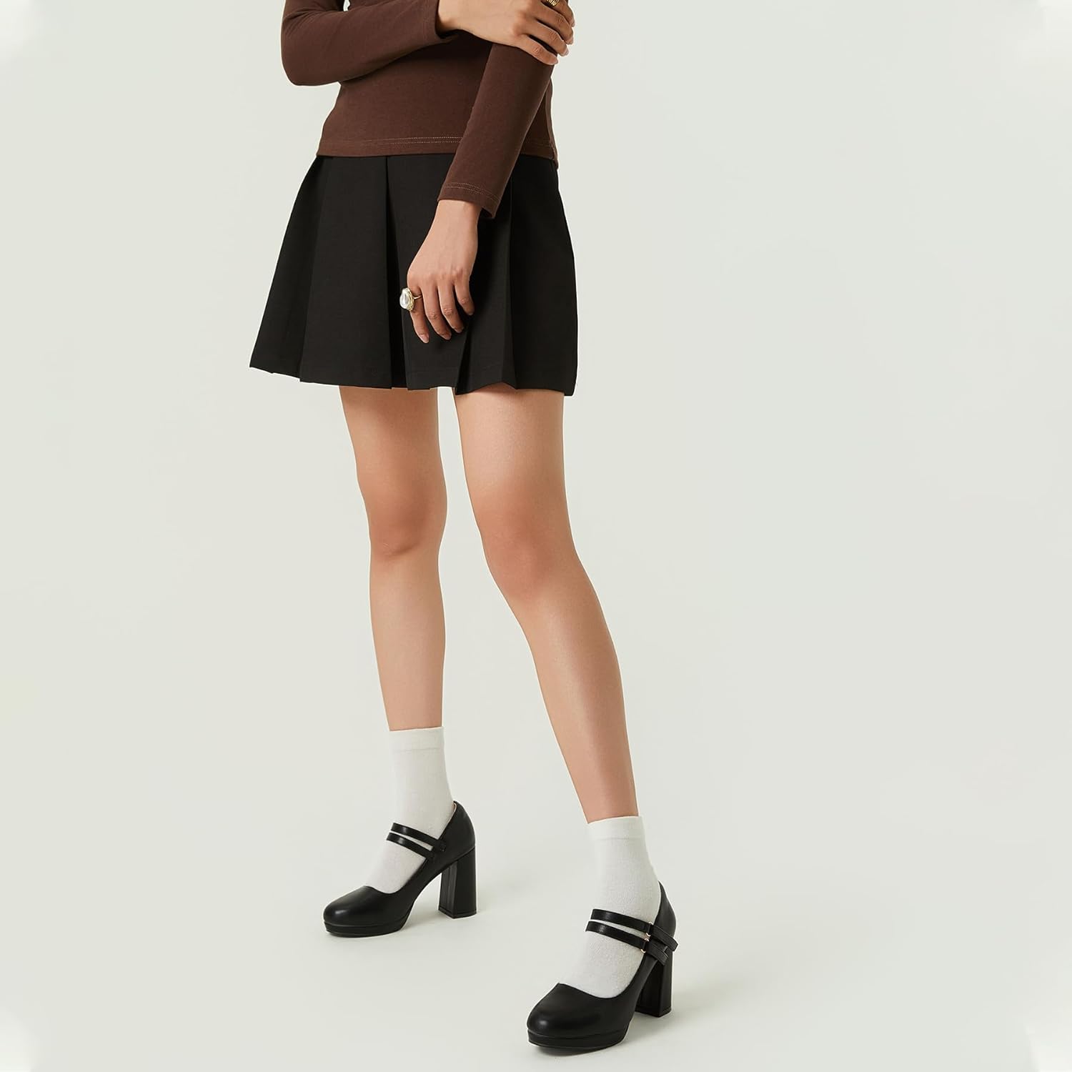 Trary Mary Jane Shoes Women Heels Platform Chunky Block High Heels with Double Strap Women's Pumps Comfortable Dress Pumps for Party Wedding Office Round Toe Heel Shoes - Image 5