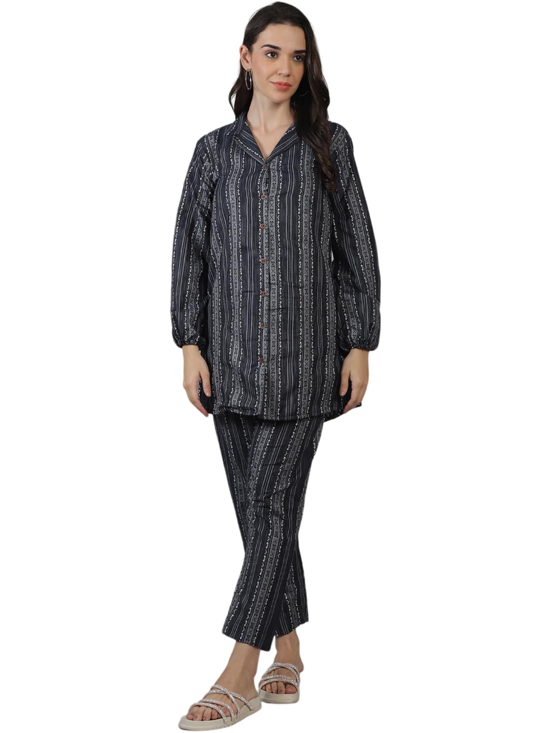 Grey Printed Women's Cotton Women's Set-image-30