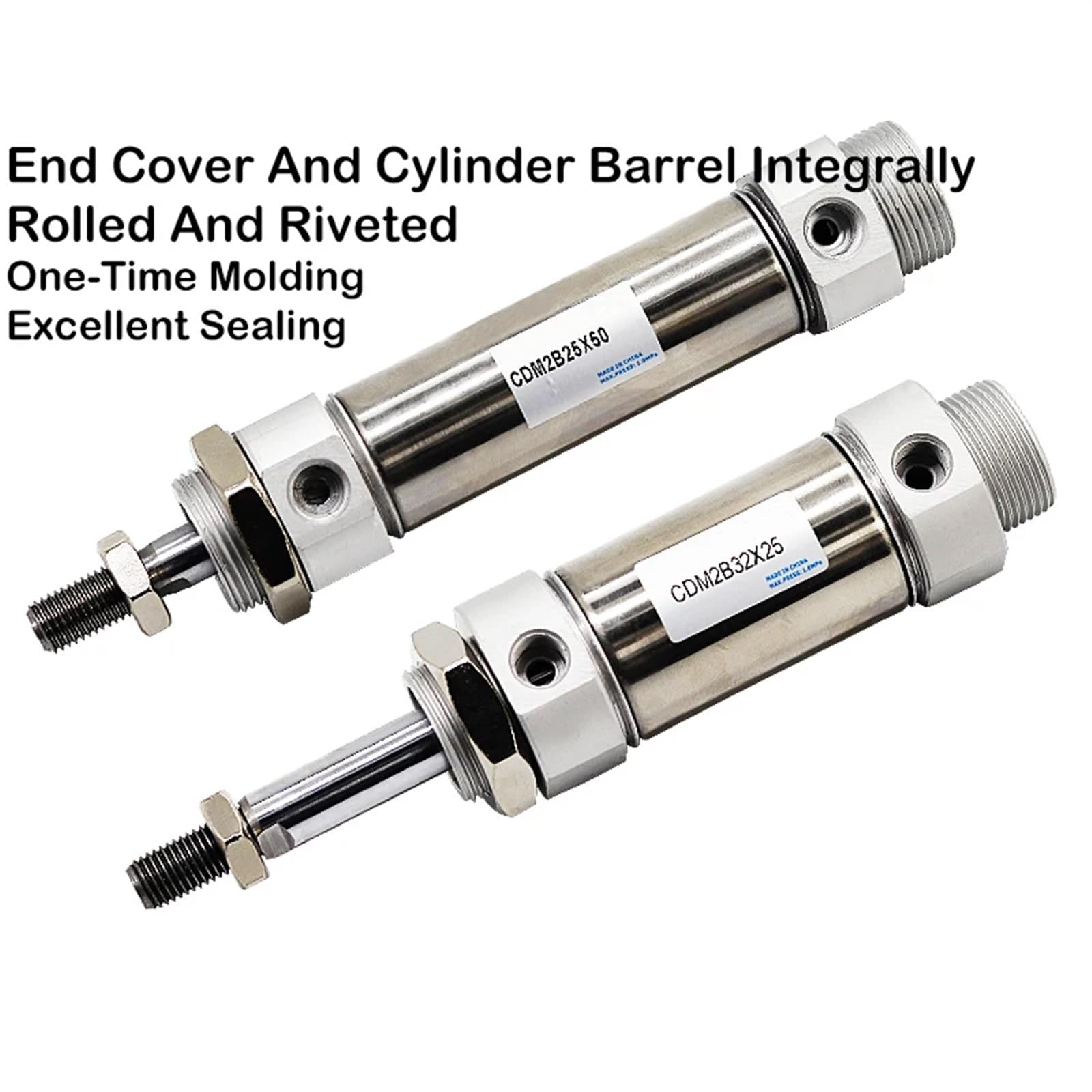 Mini Cilindro neumático de Aire de Doble Efecto CDM2B CM2B25 mm, Anillo magnético de Acero Inoxidable, Carrera de 25-500 mm, 1 Unidad(Stroke 100mm)
