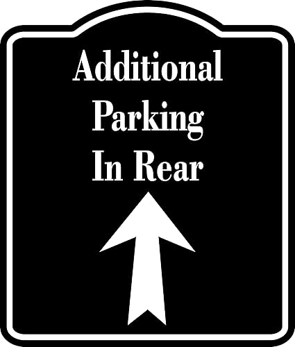 Letrero compuesto de aluminio negro con flecha trasera para estacionamiento, 15 x 18 pulgadas