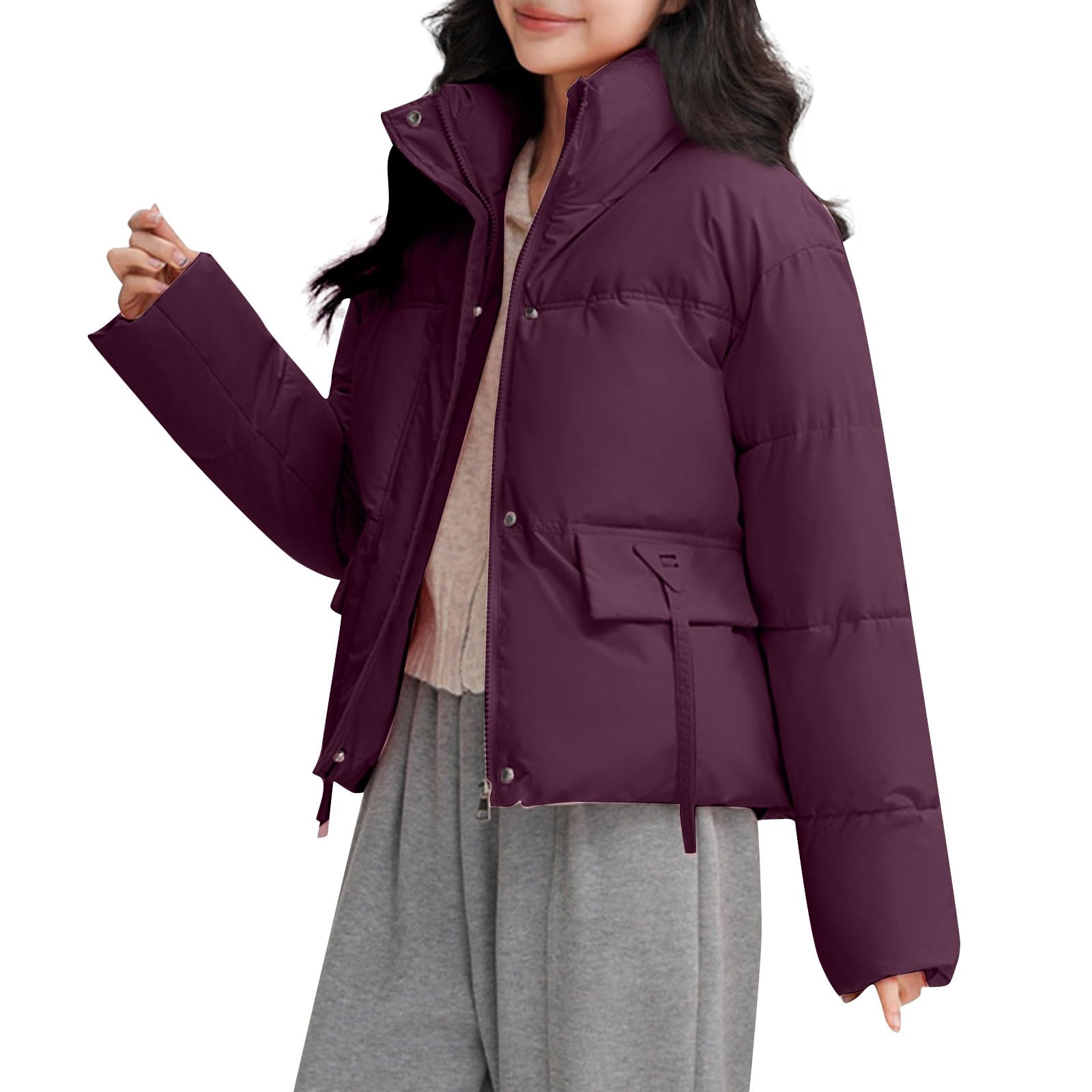 Winterjacke Damen Warm Wintermantel Casual Steppjacke Winter Mantel