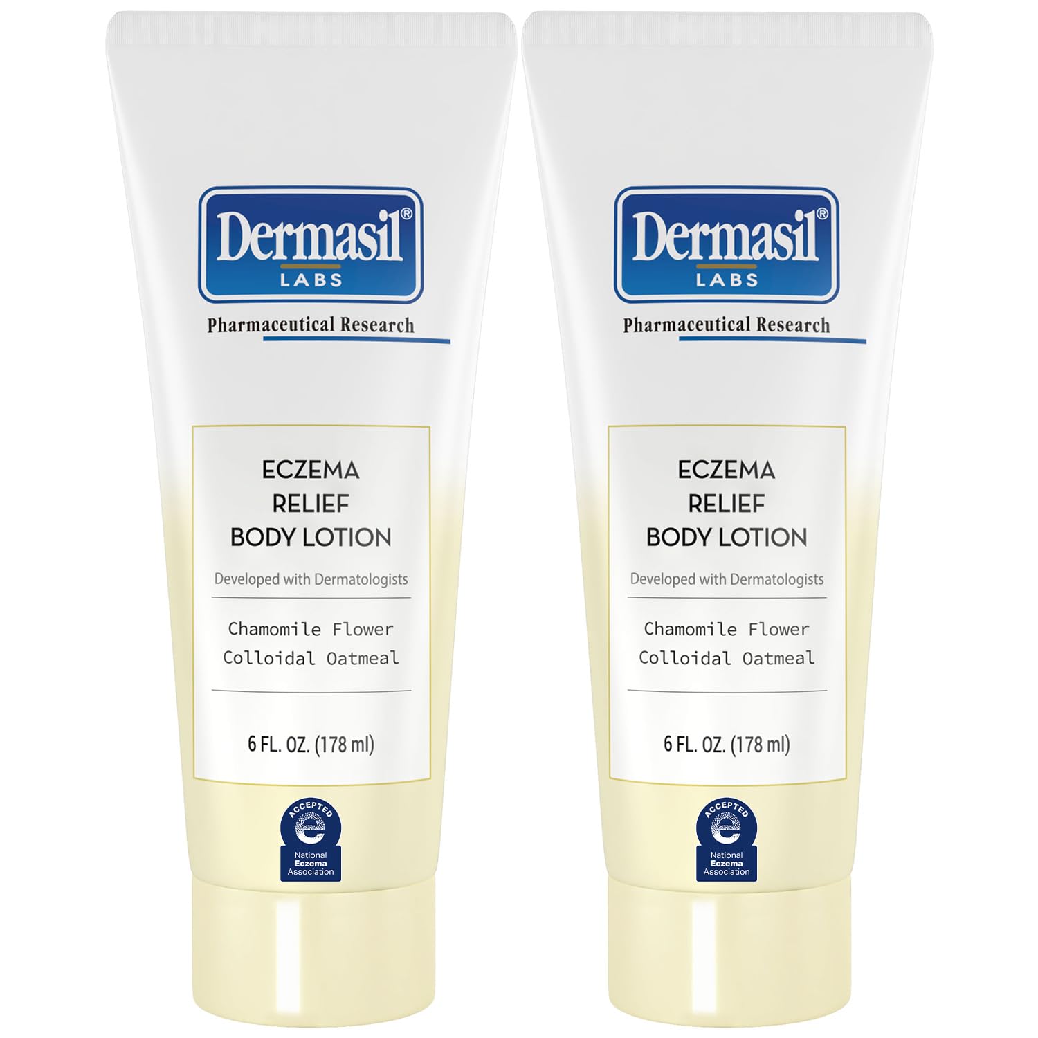 Dermasil Eczema Relief Body Lotion, 2-Pack – Non-Greasy, Fast-Absorbing, Fragrance-Free Formula with Colloidal Oatmeal and Chamomile, Cruelty-Free, 6 Oz Ea