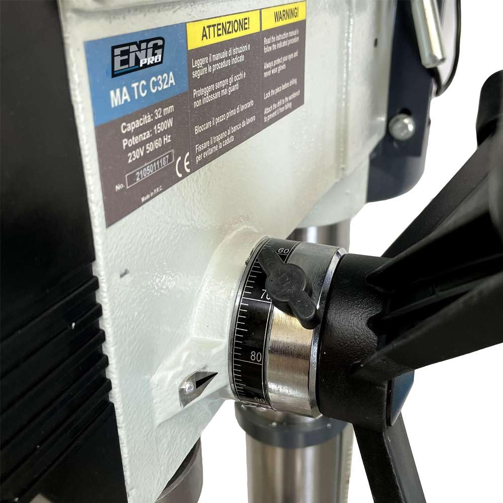 Trapano a colonna con trasmissione a cinghia 32mm 220V/1Ph -ENG PRO MA TC C32A