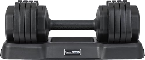 Miniatura 7 de HolaHatha Equipo de peso sin mancuernas ajustables 5 en 1 de 15 a 55 libras con bandeja de almacenamiento y sistema de doble bloqueo para gimnasio