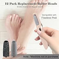 Vista 2 de 12 Pack Replacement Roller for Flawless Pedi, Replacement Head Refills Compatible with Finish Touch Flawless Pedi Electronic Tool File,6 Extra