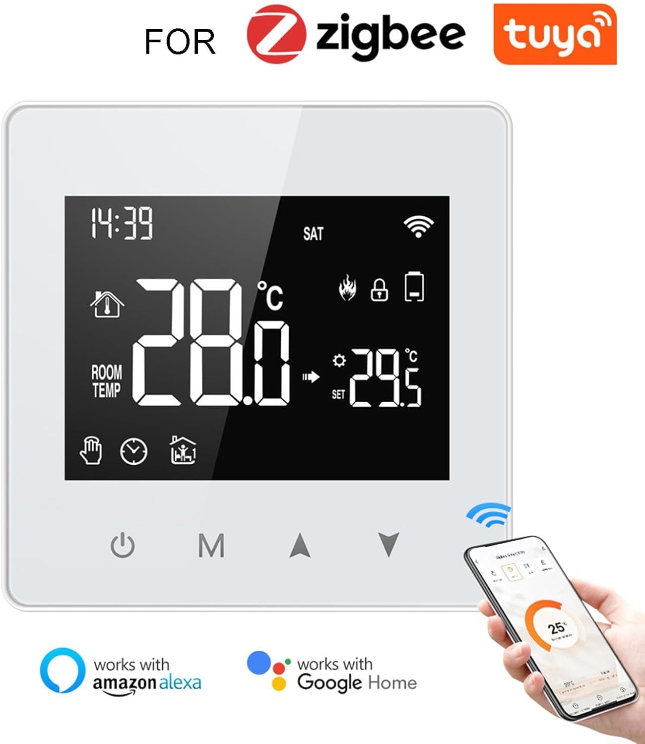 Termostato Intelligente ZigBee A Batteria Con Touchscreen, Controllo Vocale E Programmazione Settimanale – Compatibile Con Smart Life/Tuya