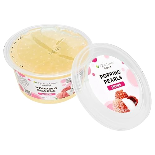 Vista 117 de Tea Zone Popping Pearls. Popping Boba, perlas negras con jugos saborizados, frasco de 7 Lb Azul (Arándano)