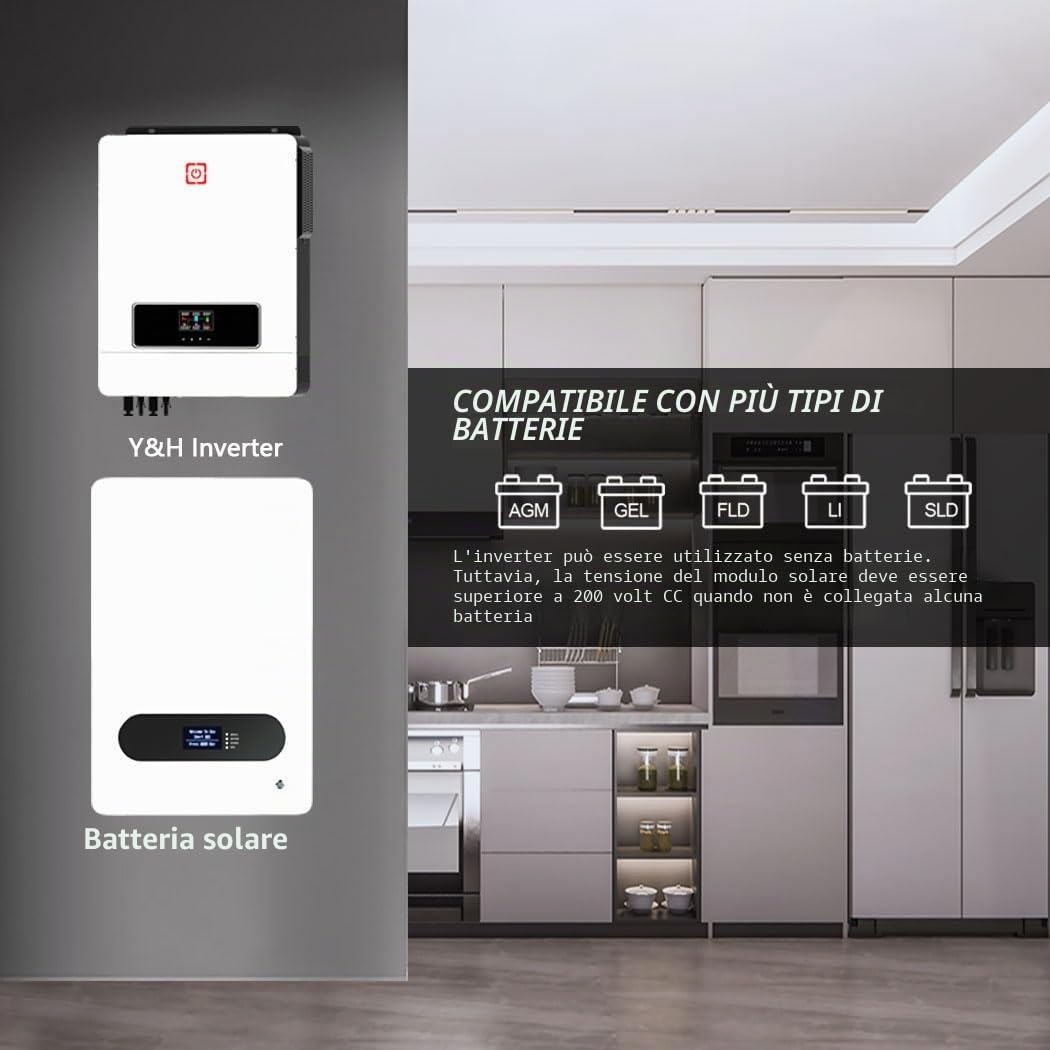 10,2KW Inverter solare ibrido On/Off Grid Inverter integrato da 160A PV Max 500V ingresso DC48 V a AC230V onda sinusoidale pura per Home Energy Storage RV Capannoni Off-Grid System