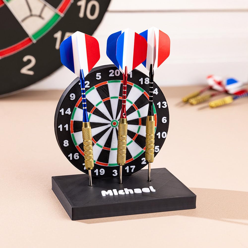 GSTFY Personalised Darts Holder 3D Printed Customise Name Text Dart Stand Memorial Darts Trophy For 3 Darts Home Decoration Birthday Gifts For Women Men