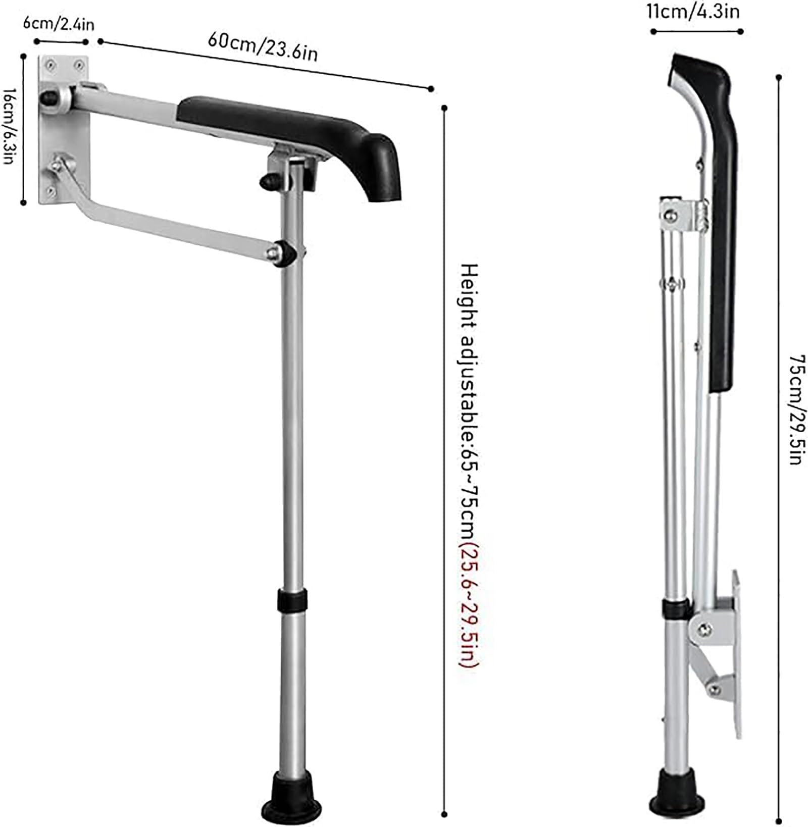 CEEBUS Toilet Grab Bar, Drop Down Bathroom Safety Support Height