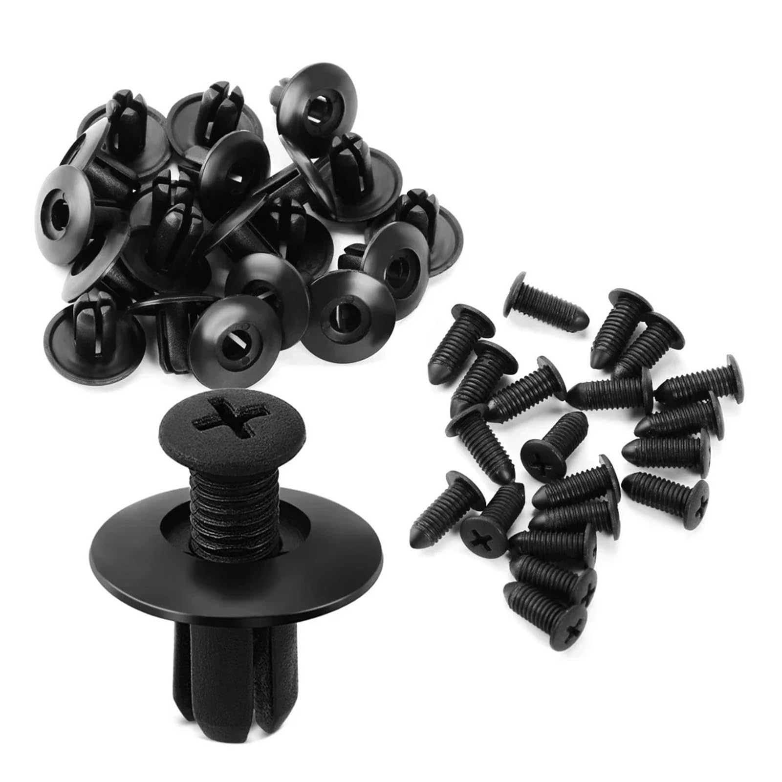 FDCSKINX 300/50pcs 8mm Plastic Fasteners Screws Car Bumper Fenders Black Rivets Fastener Push Pin Clips Auto Accessories(100pcs)