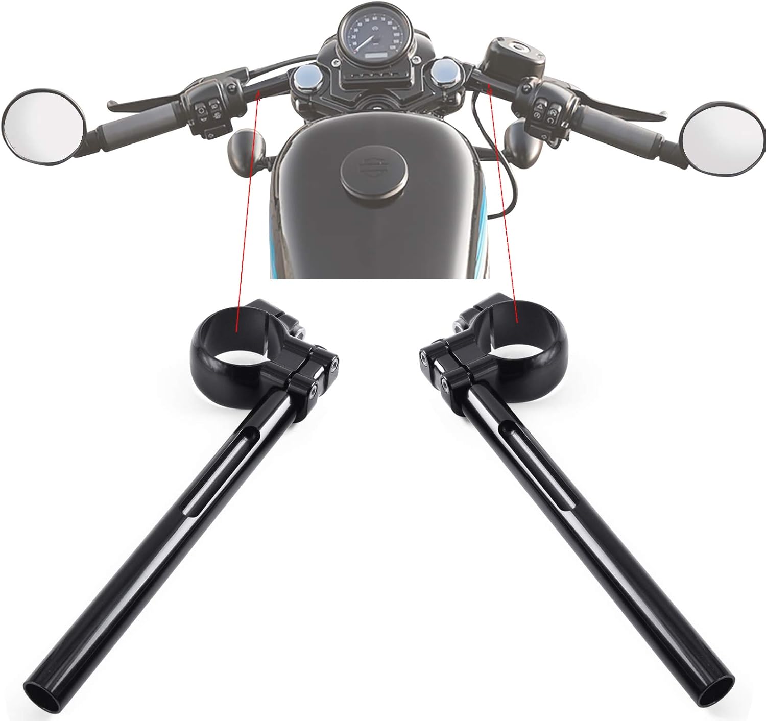 Φ 39mm clip on handlebars kit compatible with Harley Davidson Φ 39mm fork Cafe Custom cafe racer Accessoires 1 inch bars