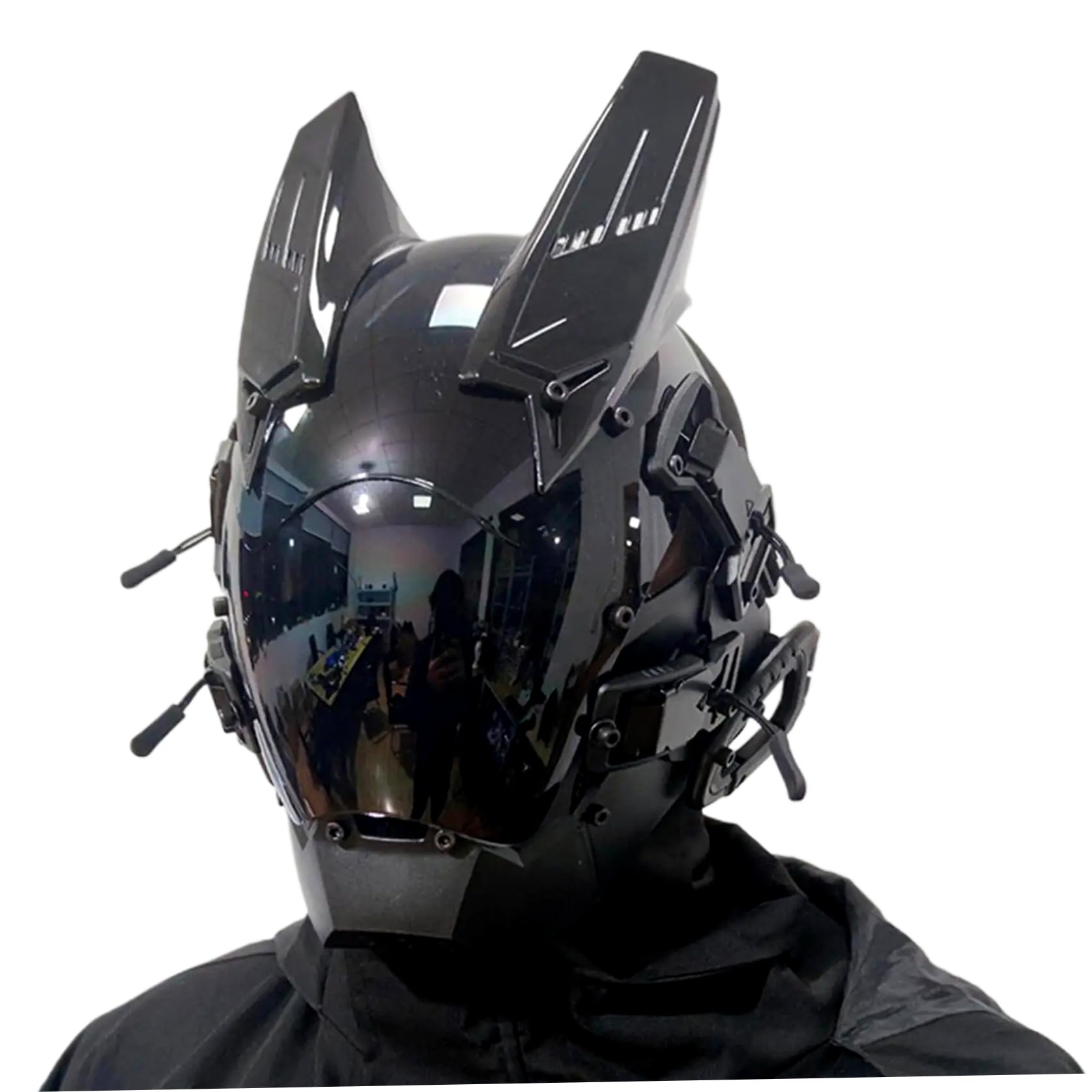 Cyber Mask - Maschera con luce LED, anti nebbia, gotica, punk, futuristica, fantascienza, per festival musicali, cosplay, feste di Halloween