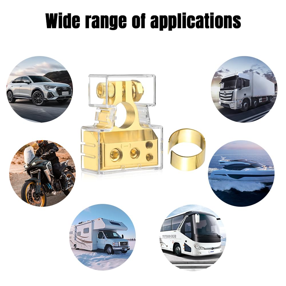 Morsetti Per Batteria Auto - Set Positivo E Negativo - Rame - 12V/24V - Per Auto, Camion, Barche - Foto 12