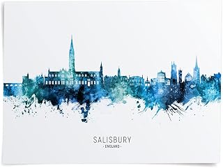 Salisbury England United Kingdom Skyline Art Print (24x36 inch poster) -20859