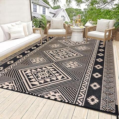 HiiARug Outdoor Rug for Patios 6'x9' Outdoor Plastic Straw Rug Waterproof Patio Porch Rug Reversible RV Mat Outdoor Area Rugs for Outdoors, RV, Patio, Backyard, Deck, Camping Cover
