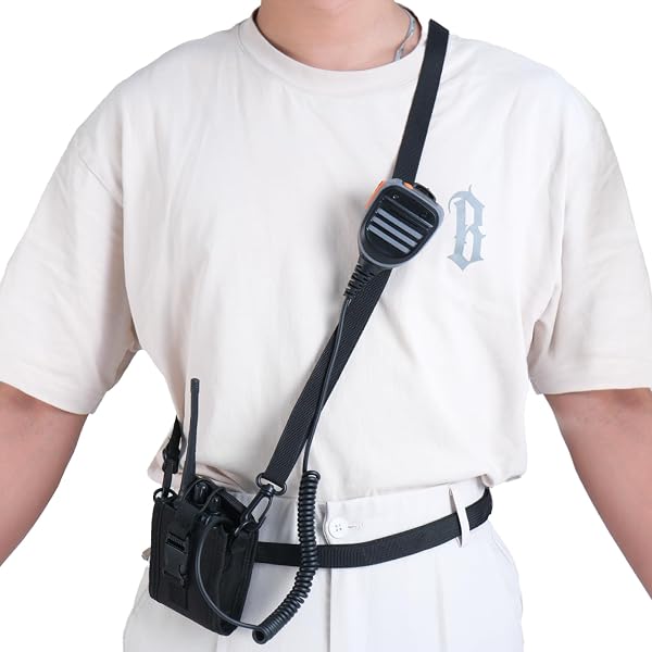 Tactical MOLLE Radio Pouch with Shoulder Strap, Heavy Duty Nylon Walkie Talkie Holste (Black, S) - 2