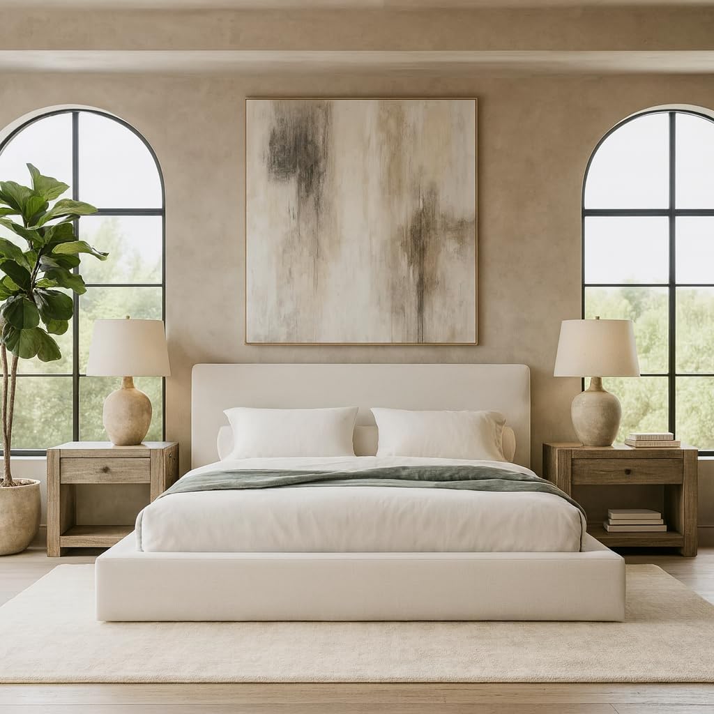Square Bed – Washable Cover – Soft Upholstered Linen –