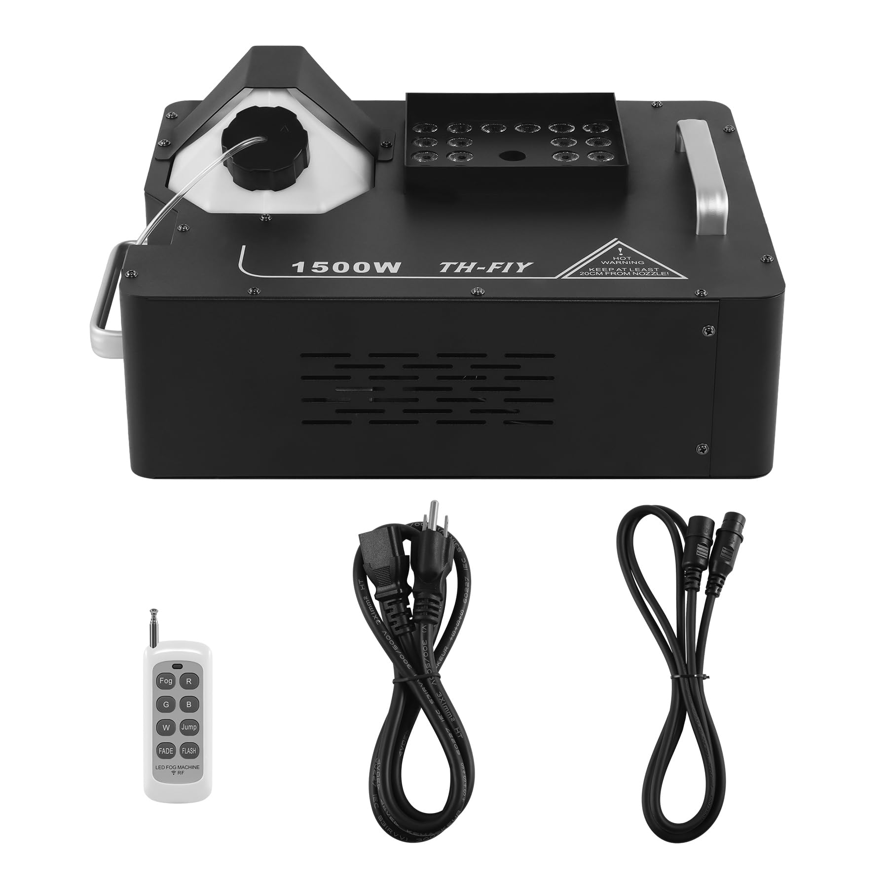 Nebelmaschine mit 24 LED 3 in1 RGB, 1500W Rauchmaschinen Effektmaschine Unterstützt DMX & Funkfernbedienung Passend für DJ Disco Party, Halloween, Hochzeiten & Bühnenauftritte - 1 Stück