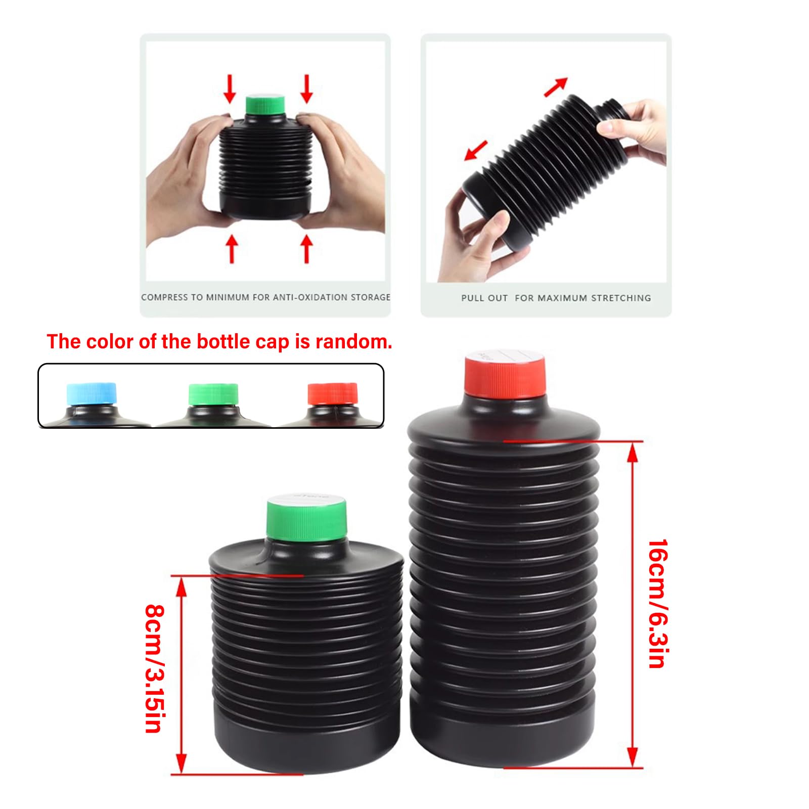 Volumes Bouteille de produits chimiques pour chambre noire Construction en HDPE résistante produits chimiques Joint sécurisé Fournitures de photographie Conteneur de solution de développement