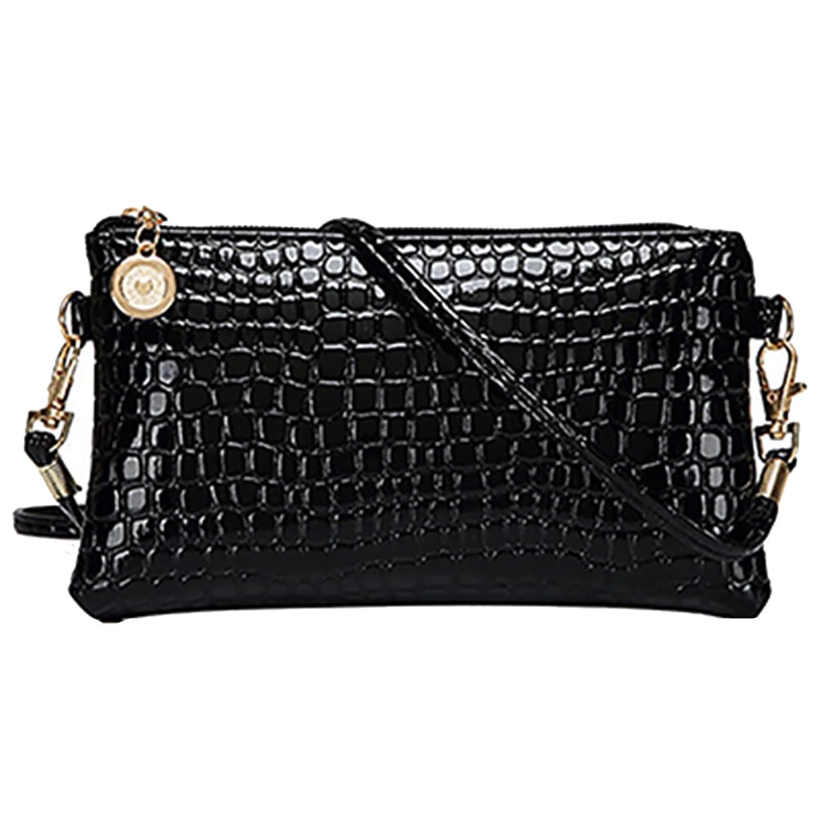 Women Fashion Shoulder Bag Tote Messenger Faux Leather Zipper Satchel Handbag Top Handle Satchel Purse Black One Size