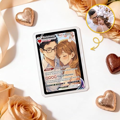Custom Valentines Poke Card Anime Picture for Couples Personalized Trainer