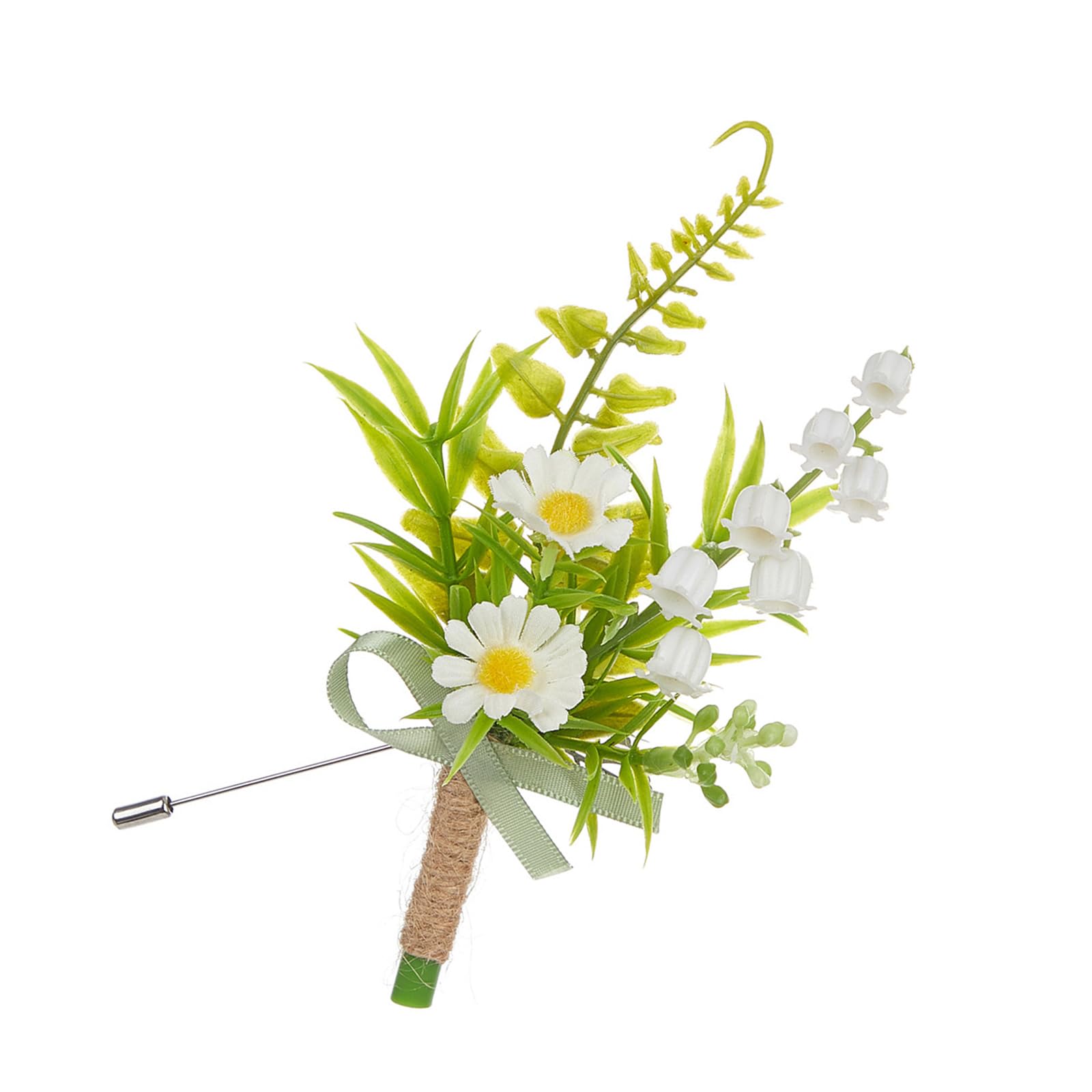 Woedpez Stylish Men Boutonniere Corsage Flower with Life Like Leaves for Groom Anniversaries and Engagement Parties Artificial Corsage