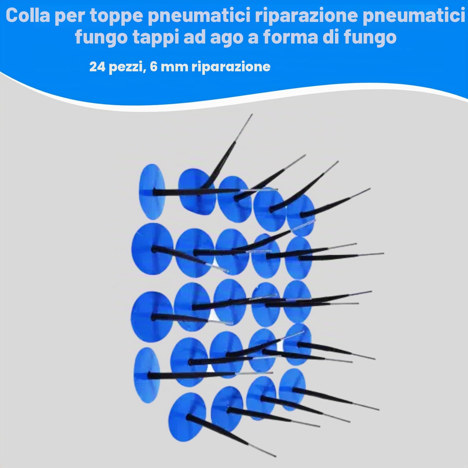 Akozon Kit di riparazione pneumatici auto + riparazione pneumatici auto auto riparazione pneumatici auto fungo chiodo 24pcs 6mm moto kit di riparazione pneumatici kit di gomma fungo kit per auto, moto
