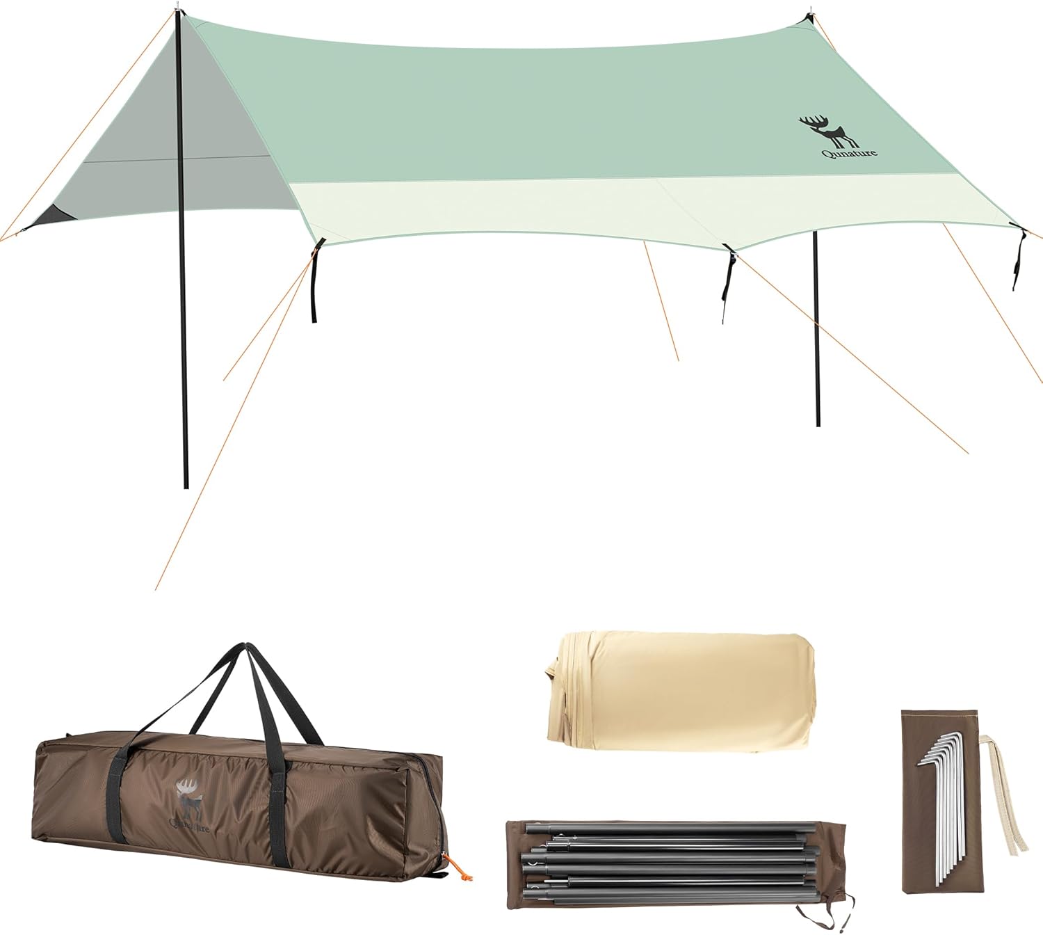 Beach Tent Camping Sun Shelter 13.78 x 14.1ft Easy to Set Up Beach Shade UPF 50+ Waterproof Beach Shade Tent for 10-12 Person, Outdoor Tent for Beach, Camping, Fishing, Picnic