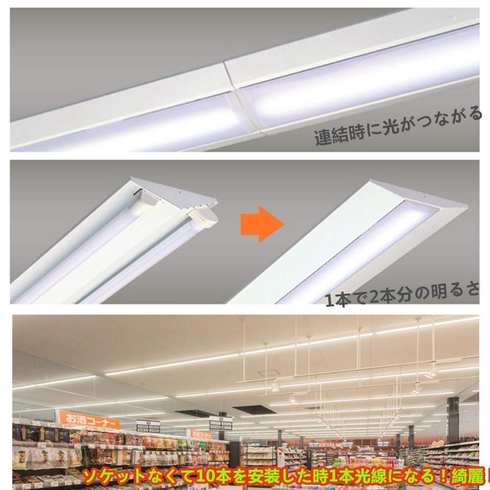 Amazon.co.jp : 逆富士形 LED 一体形 ベースライト 天井直付型 40形