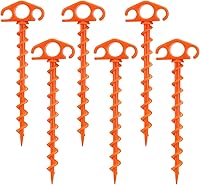 Vista 10 de Estacas de Anclaje para Tienda de Campaña Atornillables, Paquete de 6 Estacas de Arena para Playa de 9.4 Pulgadas, Clavijas Espirales Resistentes