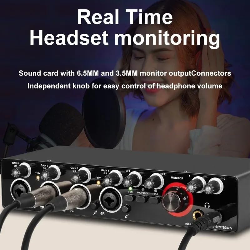 DJ-Controller, 4-Kanal-Aufnahme-Soundkarte mit treiberfreier Schnittstelle, USB-Soundkarte