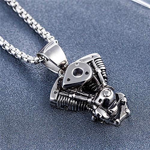 Hafrita Engine Motorcycle Chain Biker Punk Gothic Necklace Men Vintage Stainless Steel Chain Pendant Necklaces4