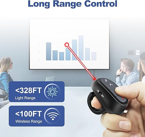 Miniatura 3 de Presentación Clicker PowerPoint Wireless Presenter Remote Puntero láser Clickers de computadora, Hyperlink Finger Ring Project Power Point PPT
