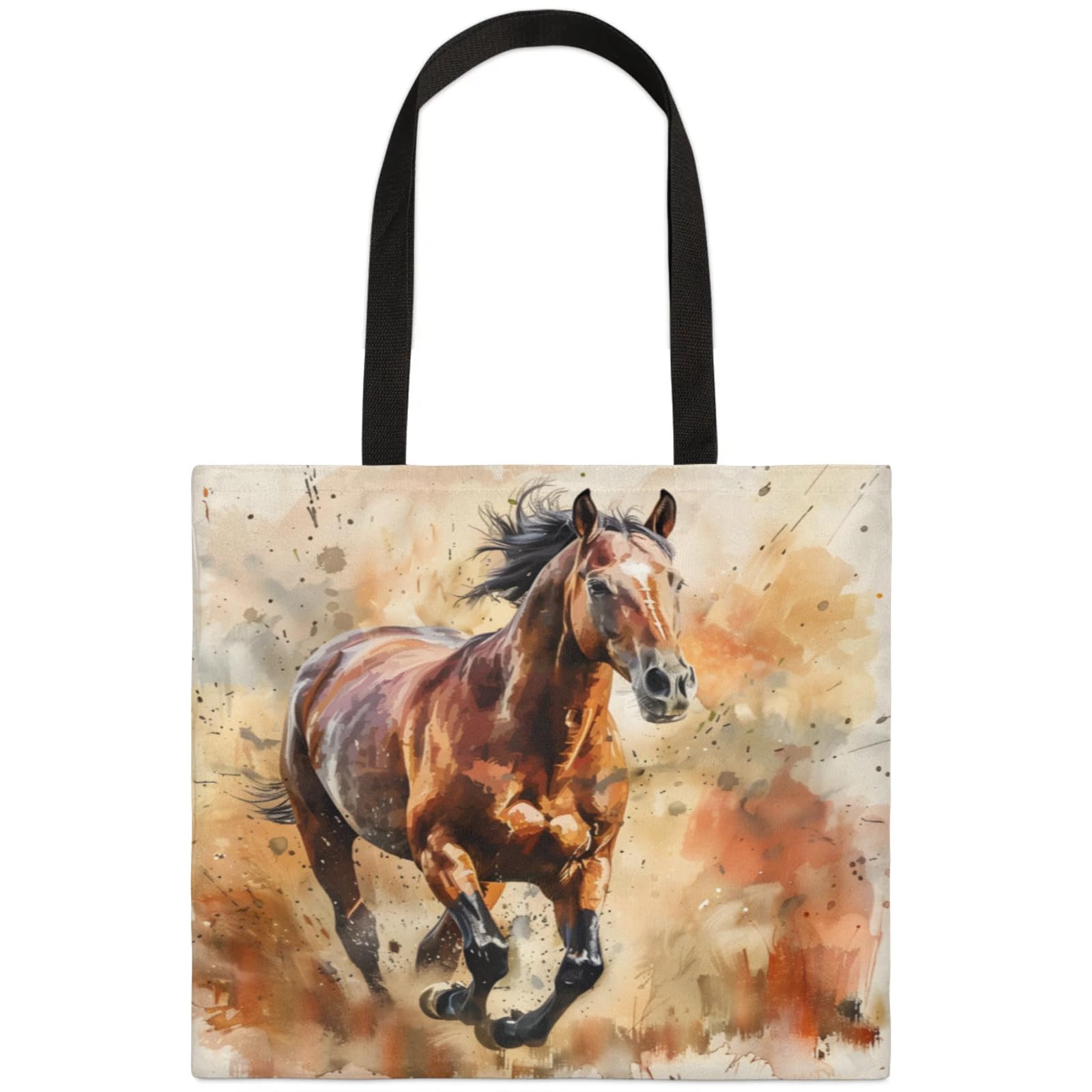 Mularoka Prancing Horses Square Canvas Tote Bag Top Handle Purses Stylish Women Canvas Shoulder Tote Bags Reusable Handbags for Work Travel Picnic Beach Shopping Gym Hiking