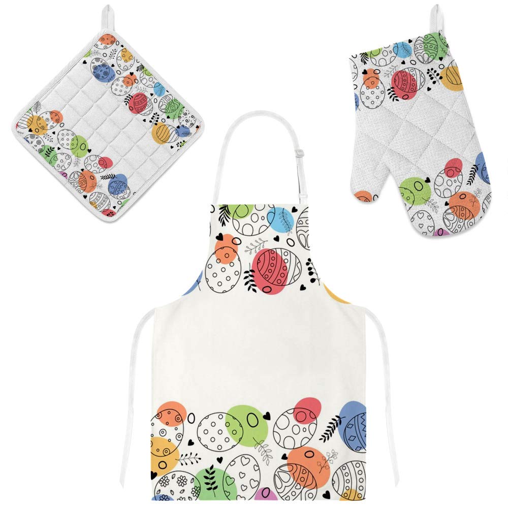 Tablier de cuisine lot de 3 polyester antidérapant résistant chaleur CHEHONG