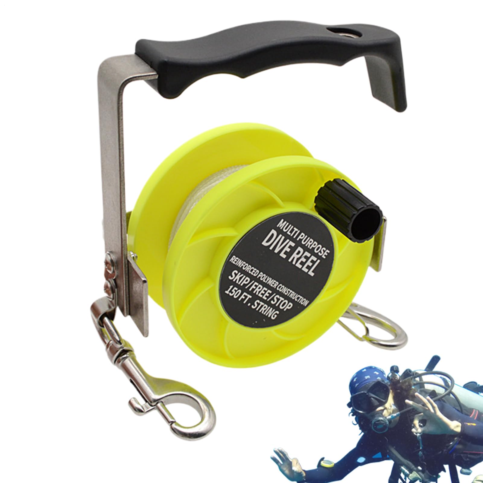 Carrete De Buceo Tirador De Cuerda De Nylon De 88 Metros De Alta | Carrete De Buceo Estable Para Pesca Submarina Embarcación Al Aire Libre Playa Subacuático Mujeres Y Hombres Buceo Con