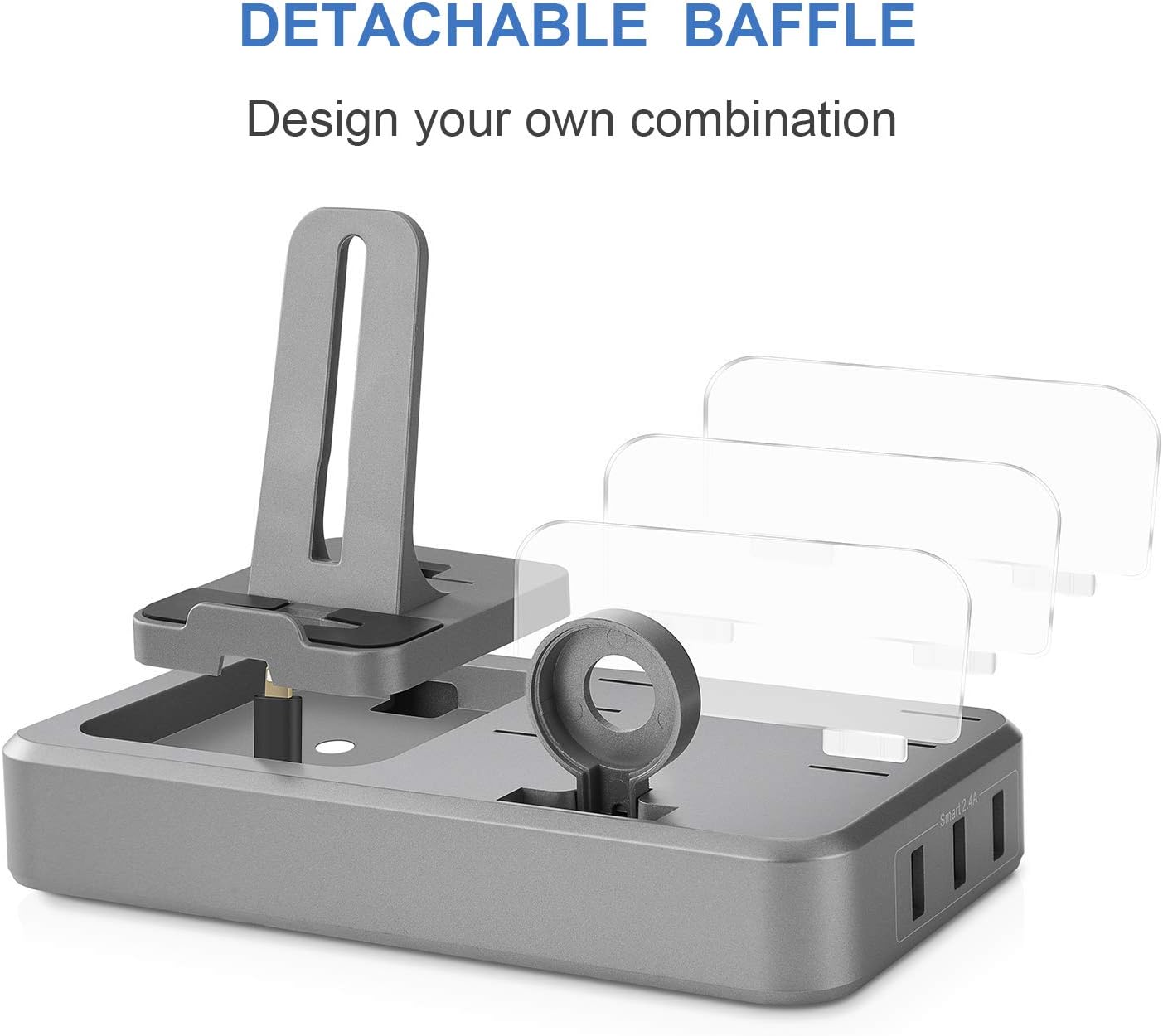 Suреr Dеаl Prоduсt Android Charger Station for Multi Device Sendowtek 5 Port 50W USB Charger Docking Station QC 3.0 Desktop Watch Stand Organizer 5 Mixed Cables for Android Cell Phone Tablet Electronic Devices UL Listed