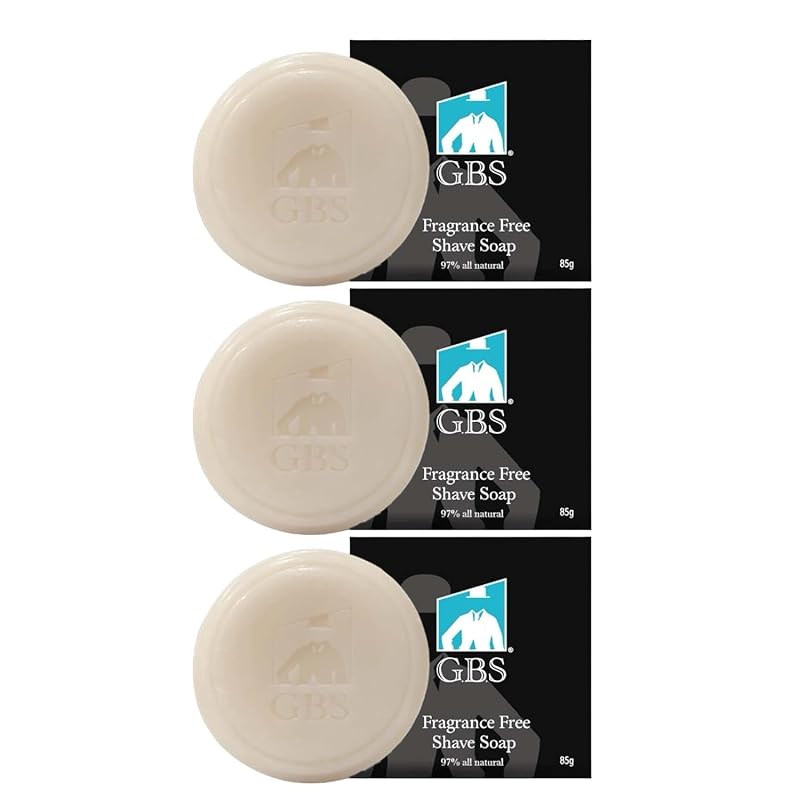Sabonete de barbear GENTS G.B.S com manteiga de karité e glicerina, sem fragrância, pacote com 3
