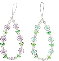 Vista 10 de Abalorio para teléfono con diseño de flores, correa de muñeca con cuentas para bolso de cámara, llavero