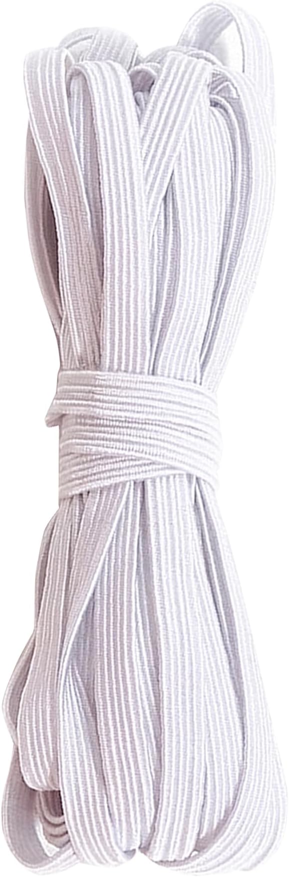 Trimming Shop 5mm 1/5 Inch White Flat Elastic Band for Sewing, 5 Metre Long Braided Stretch Strap Elastic Wide String Rope for Sewing, DIY & Art, Crafting, Dressmaking, Haberdashery and Clothing