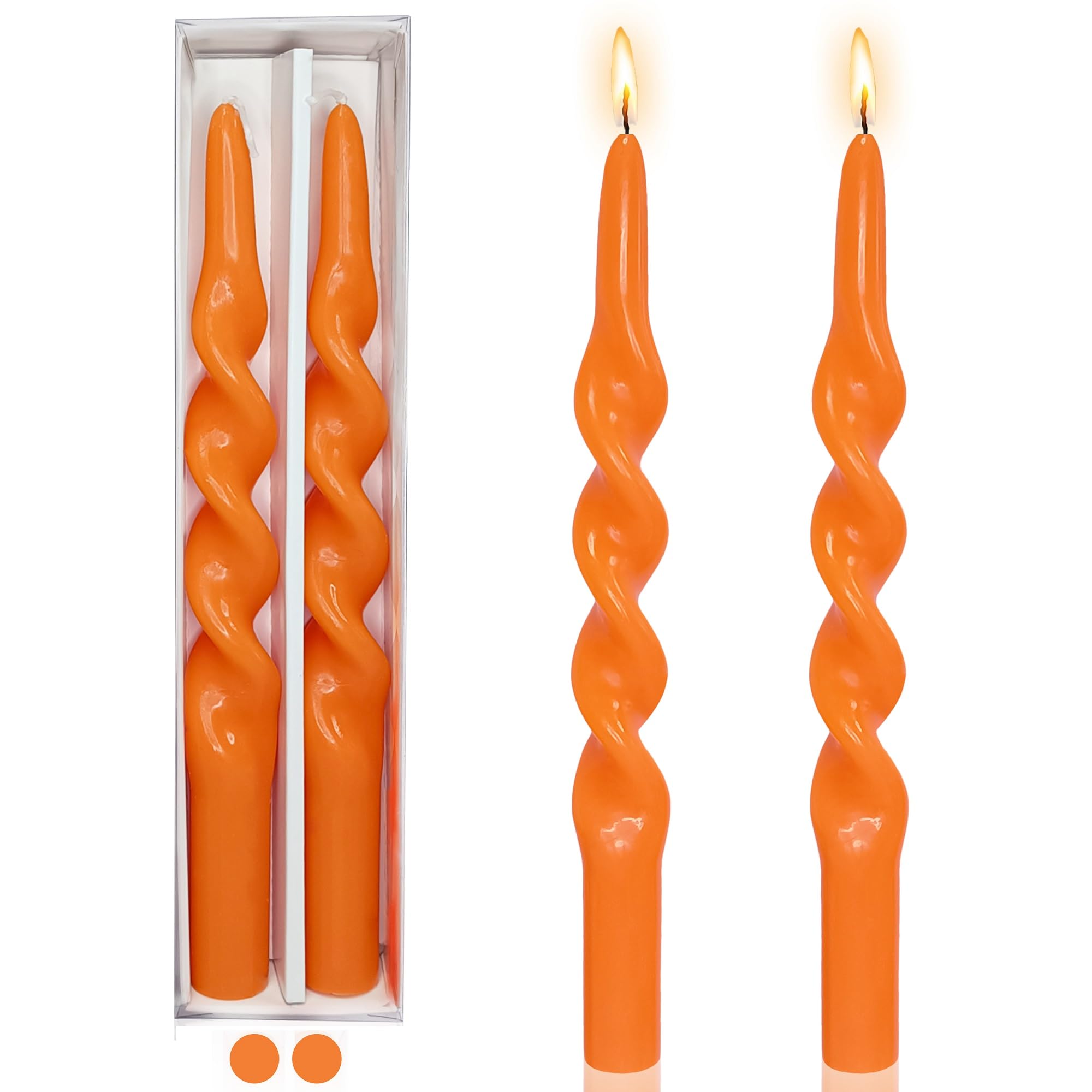Spiral Candlesticks Orange Tapered Candle,Gedengni 10inches Cute Candle Sticks Long Taper Candles Pumpkin Twisted Candlestick for Holiday Dinner Weddings Festive Holiday Decor (1D-Orange)