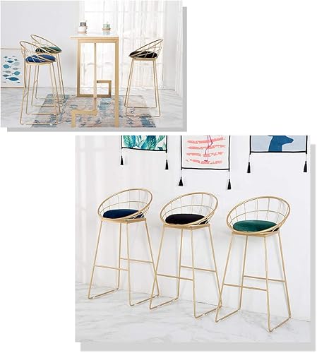 Miniatura 3 de Taburetes YLCJ de metal, taburetes de barra de cocina, desayuno, cocina, encimeras de cocina con asiento de terciopelo de tela, taburete alto, carga